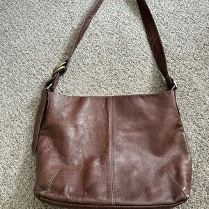 Chaos Classic Brown Leather Shoulder Bag - Women's Everyday Tote